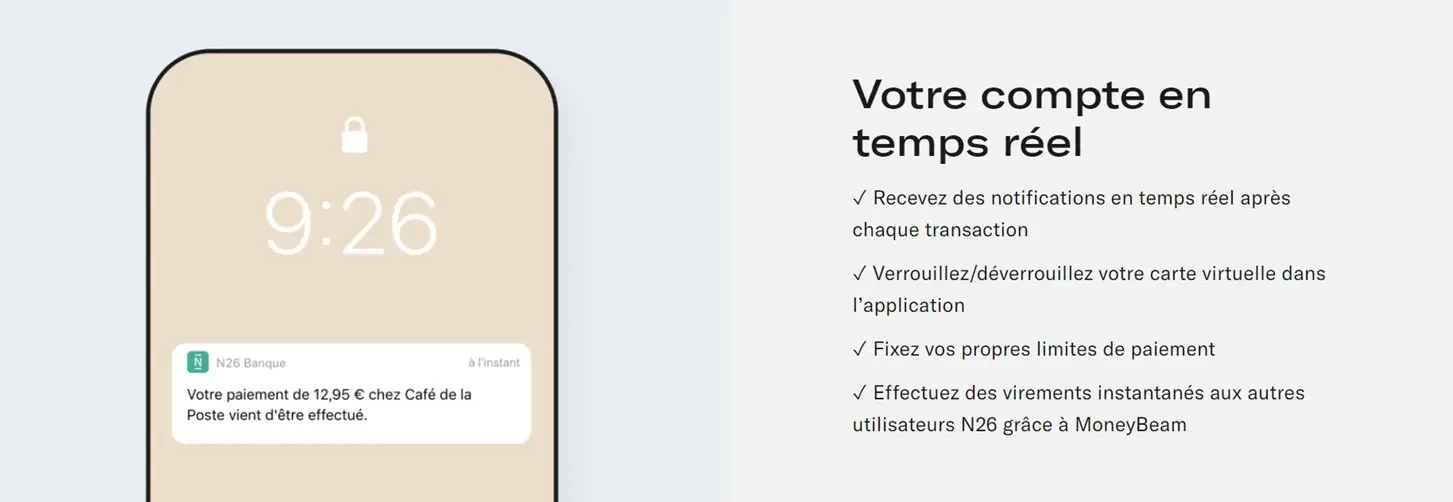 Exemple de notification de l'appli mobile de la néobanque N26